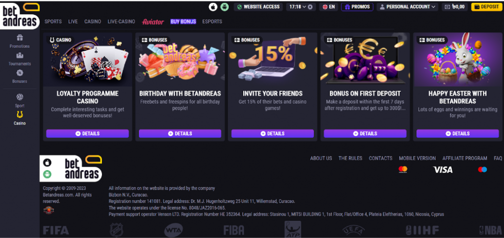 Betandreas loyality programme casino